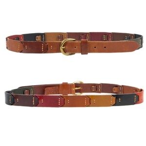 Vintage FOSSIL Belt Multicolored Genuine Leather Sz. L Earth Tones #B1358